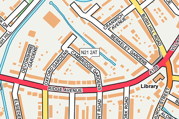 N21 2AT map - OS OpenMap – Local (Ordnance Survey)