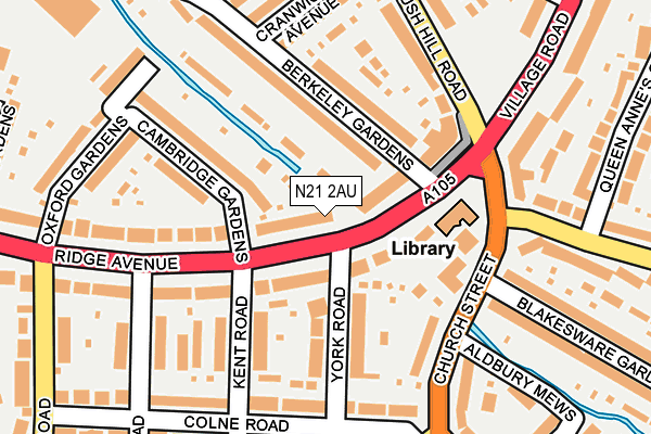 N21 2AU map - OS OpenMap – Local (Ordnance Survey)