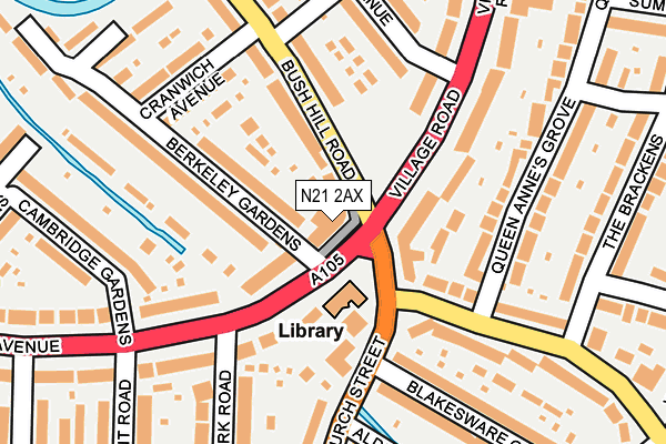 N21 2AX map - OS OpenMap – Local (Ordnance Survey)