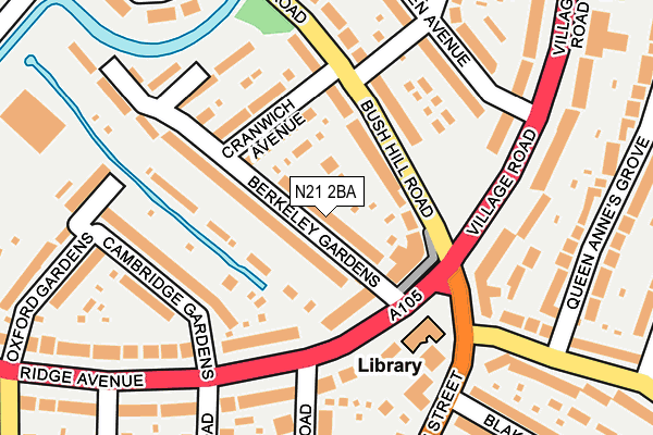 N21 2BA map - OS OpenMap – Local (Ordnance Survey)