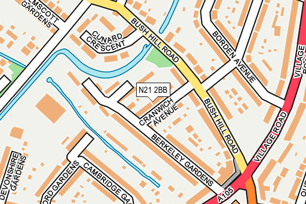 N21 2BB map - OS OpenMap – Local (Ordnance Survey)