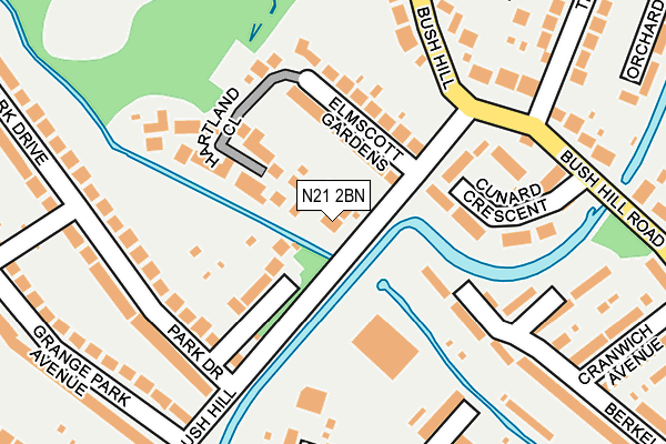 N21 2BN map - OS OpenMap – Local (Ordnance Survey)