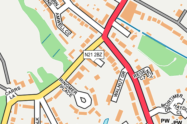 N21 2BZ map - OS OpenMap – Local (Ordnance Survey)