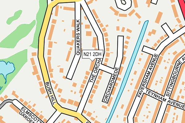N21 2DH map - OS OpenMap – Local (Ordnance Survey)