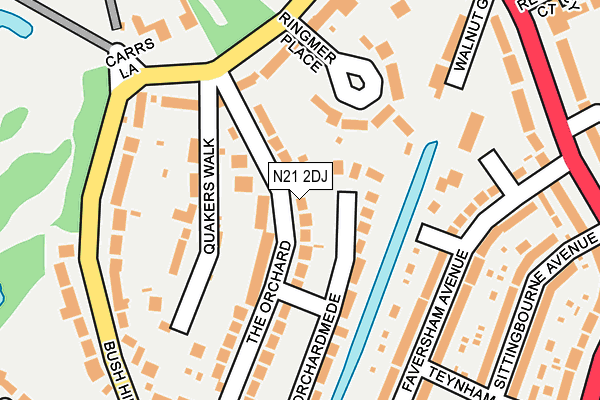 N21 2DJ map - OS OpenMap – Local (Ordnance Survey)