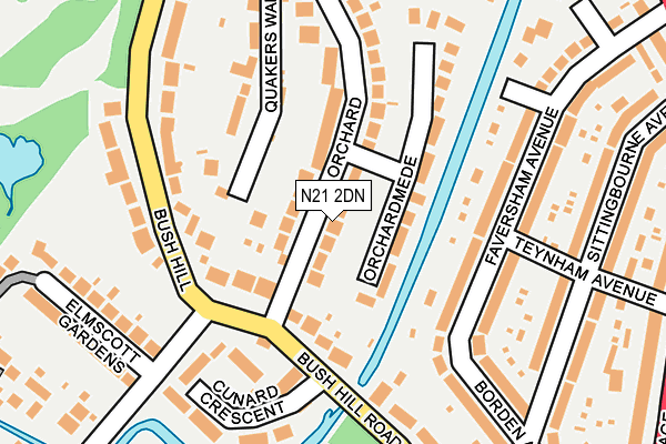 N21 2DN map - OS OpenMap – Local (Ordnance Survey)