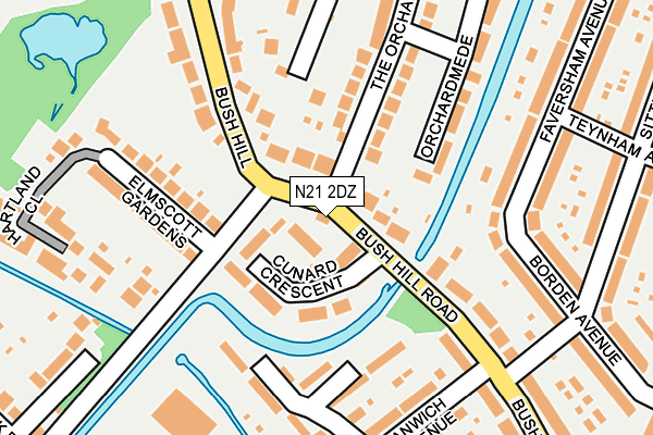 N21 2DZ map - OS OpenMap – Local (Ordnance Survey)