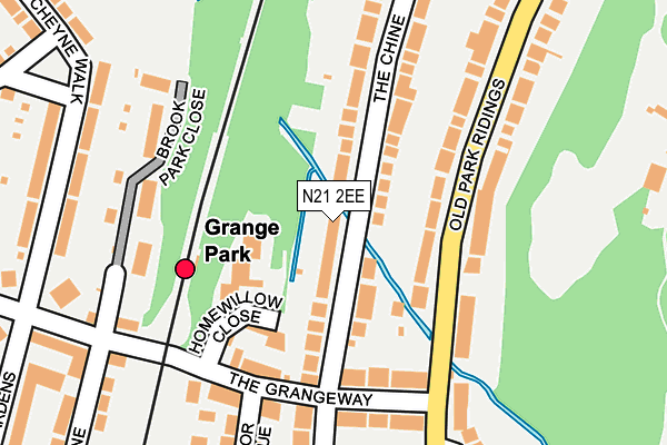 N21 2EE map - OS OpenMap – Local (Ordnance Survey)