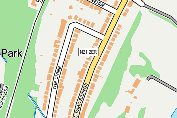 N21 2ER map - OS OpenMap – Local (Ordnance Survey)