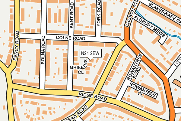 N21 2EW map - OS OpenMap – Local (Ordnance Survey)
