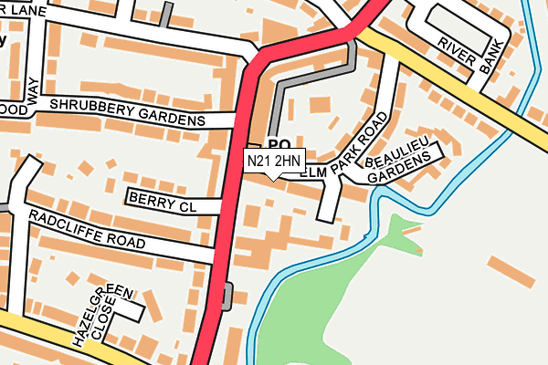 N21 2HN map - OS OpenMap – Local (Ordnance Survey)