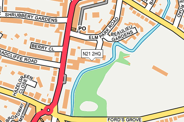 N21 2HQ map - OS OpenMap – Local (Ordnance Survey)