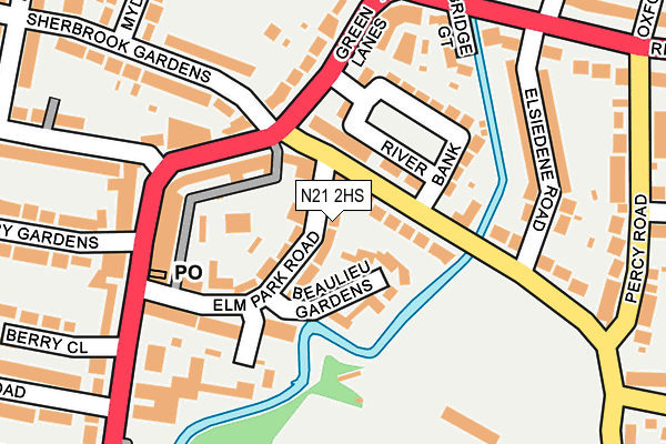 N21 2HS map - OS OpenMap – Local (Ordnance Survey)
