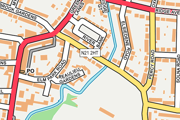 N21 2HT map - OS OpenMap – Local (Ordnance Survey)
