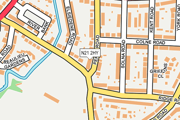 N21 2HY map - OS OpenMap – Local (Ordnance Survey)