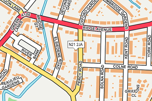 N21 2JA map - OS OpenMap – Local (Ordnance Survey)