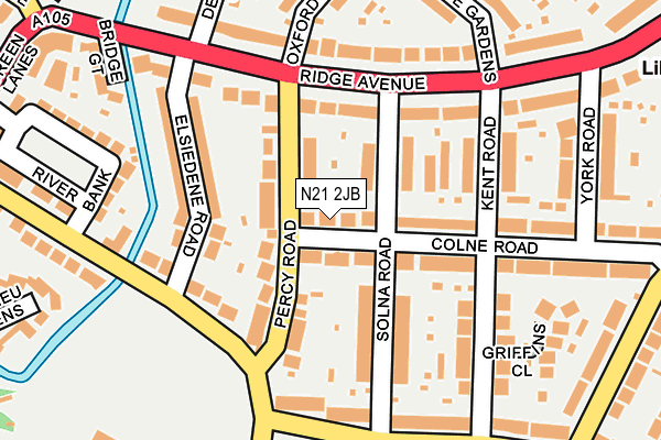 N21 2JB map - OS OpenMap – Local (Ordnance Survey)