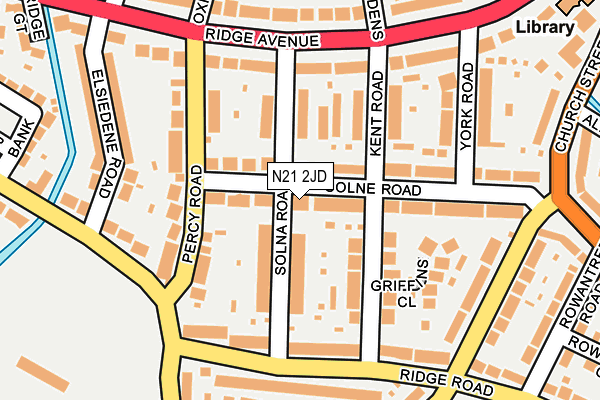 N21 2JD map - OS OpenMap – Local (Ordnance Survey)