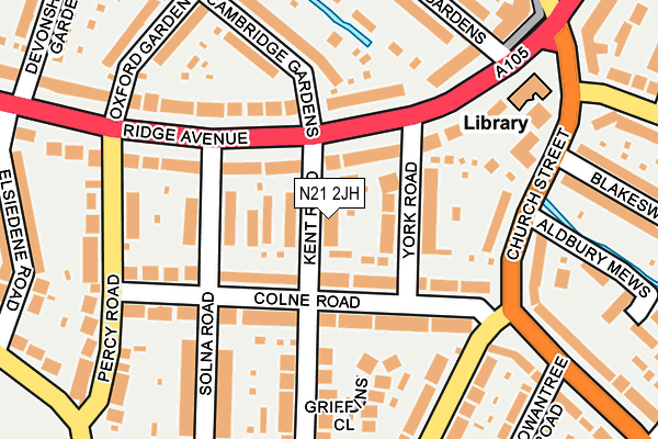 N21 2JH map - OS OpenMap – Local (Ordnance Survey)