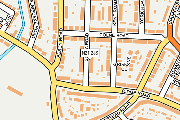 N21 2JS map - OS OpenMap – Local (Ordnance Survey)