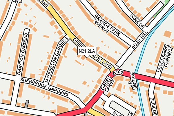 N21 2LA map - OS OpenMap – Local (Ordnance Survey)