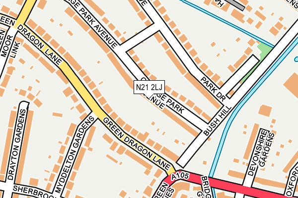 N21 2LJ map - OS OpenMap – Local (Ordnance Survey)