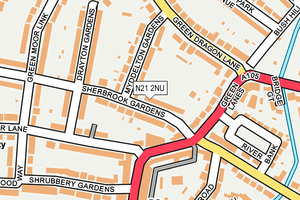N21 2NU map - OS OpenMap – Local (Ordnance Survey)