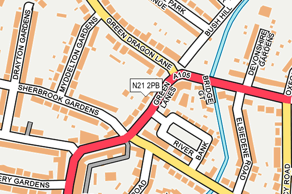 N21 2PB map - OS OpenMap – Local (Ordnance Survey)