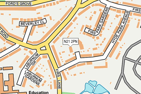 N21 2PN map - OS OpenMap – Local (Ordnance Survey)