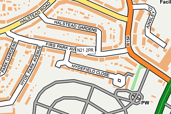 N21 2PR map - OS OpenMap – Local (Ordnance Survey)