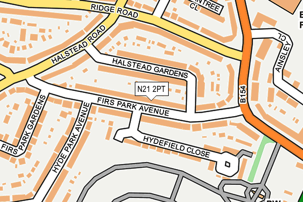 N21 2PT map - OS OpenMap – Local (Ordnance Survey)