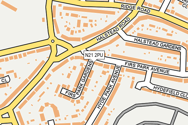 N21 2PU map - OS OpenMap – Local (Ordnance Survey)