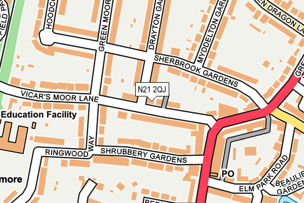 N21 2QJ map - OS OpenMap – Local (Ordnance Survey)