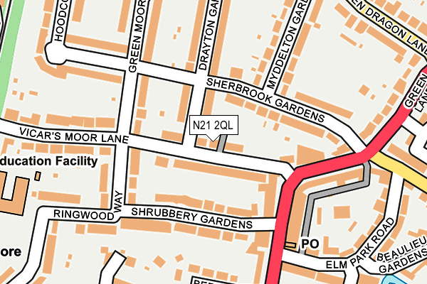 N21 2QL map - OS OpenMap – Local (Ordnance Survey)