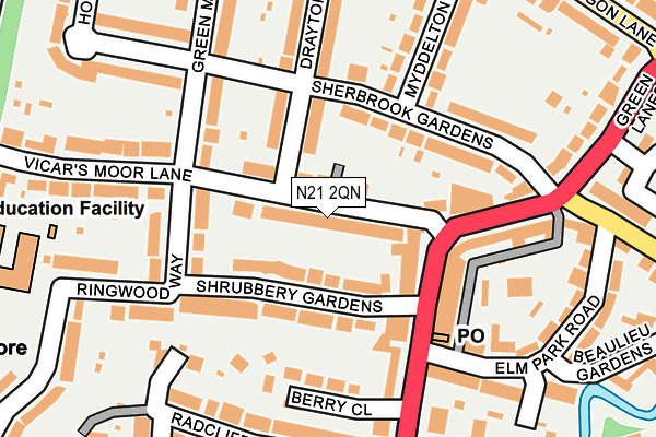 N21 2QN map - OS OpenMap – Local (Ordnance Survey)