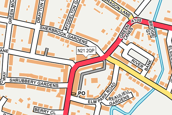 N21 2QP map - OS OpenMap – Local (Ordnance Survey)