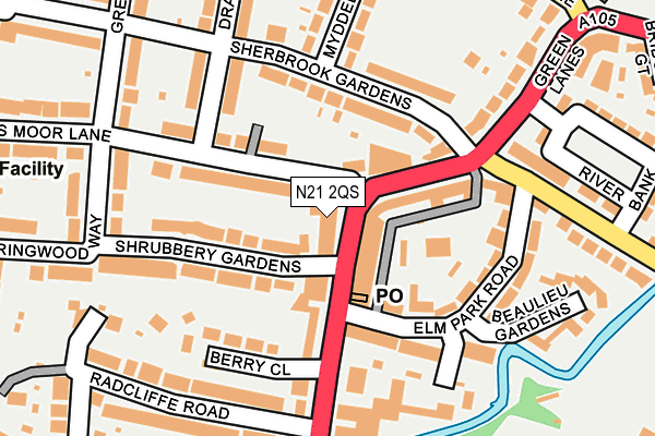 N21 2QS map - OS OpenMap – Local (Ordnance Survey)