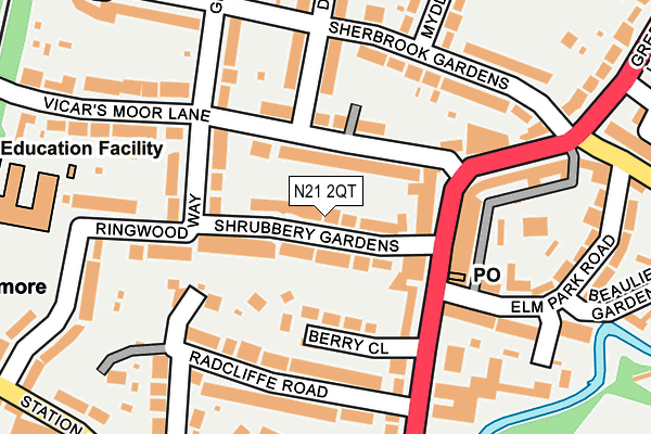 N21 2QT map - OS OpenMap – Local (Ordnance Survey)