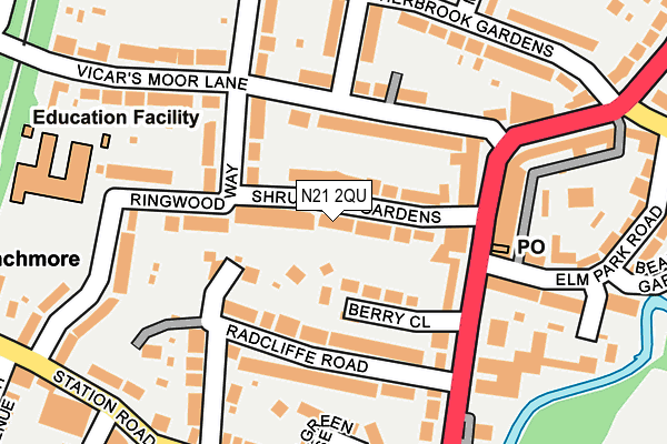 N21 2QU map - OS OpenMap – Local (Ordnance Survey)