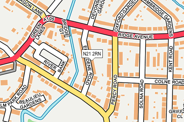 N21 2RN map - OS OpenMap – Local (Ordnance Survey)