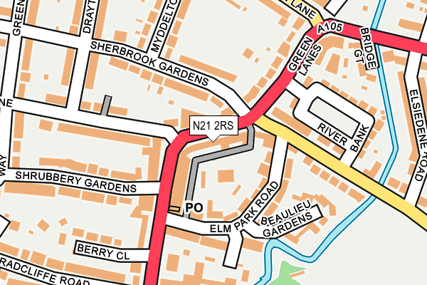 N21 2RS map - OS OpenMap – Local (Ordnance Survey)
