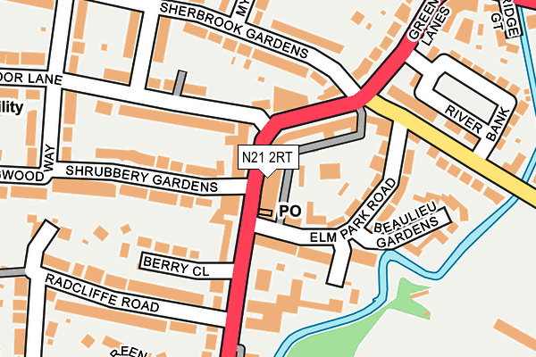 N21 2RT map - OS OpenMap – Local (Ordnance Survey)