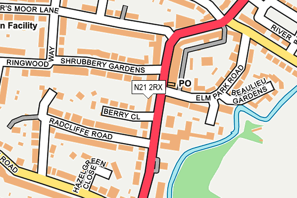 N21 2RX map - OS OpenMap – Local (Ordnance Survey)