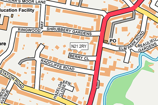 N21 2RY map - OS OpenMap – Local (Ordnance Survey)