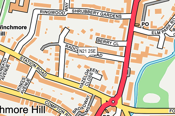 N21 2SE map - OS OpenMap – Local (Ordnance Survey)