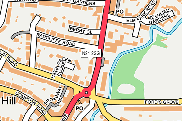 N21 2SG map - OS OpenMap – Local (Ordnance Survey)