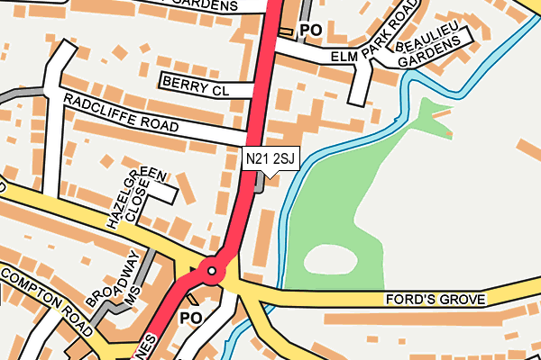 N21 2SJ map - OS OpenMap – Local (Ordnance Survey)