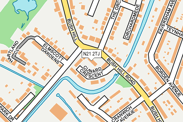N21 2TJ map - OS OpenMap – Local (Ordnance Survey)