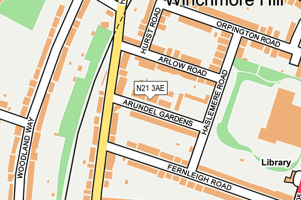 N21 3AE map - OS OpenMap – Local (Ordnance Survey)