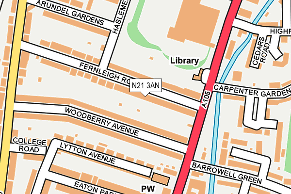 N21 3AN map - OS OpenMap – Local (Ordnance Survey)